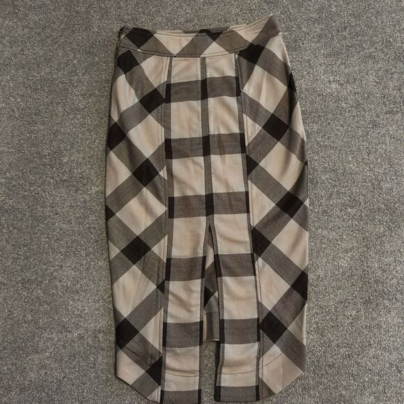 Free People Skirt Academia Preppy Geometric Precision Plaid Pencil Gray Size 2 - Picture 3 of 9